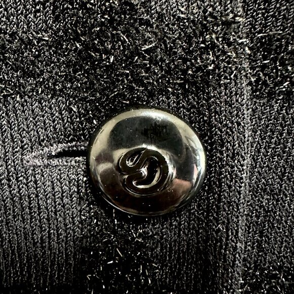 St John Marie Gray Santana Knit Black Metallic Grid Wool Tweed Cardigan Size 8 - Picture 6 of 11